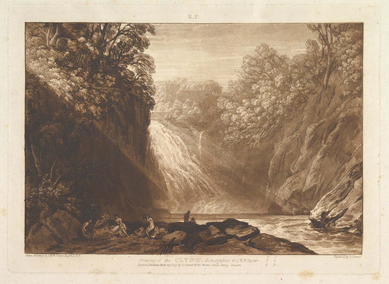 Desenho do Clyde Liber Studiorum, parte IV, chapa 18, 29 de março de 1809. de Joseph Mallord William Turner
