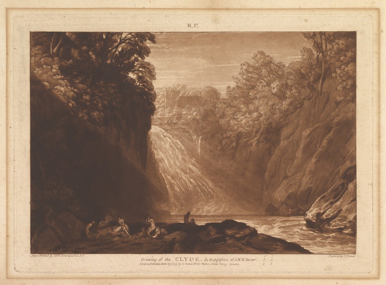 Desenho do Clyde Liber Studiorum, parte IV, chapa 18, 29 de março de 1809. de Joseph Mallord William Turner