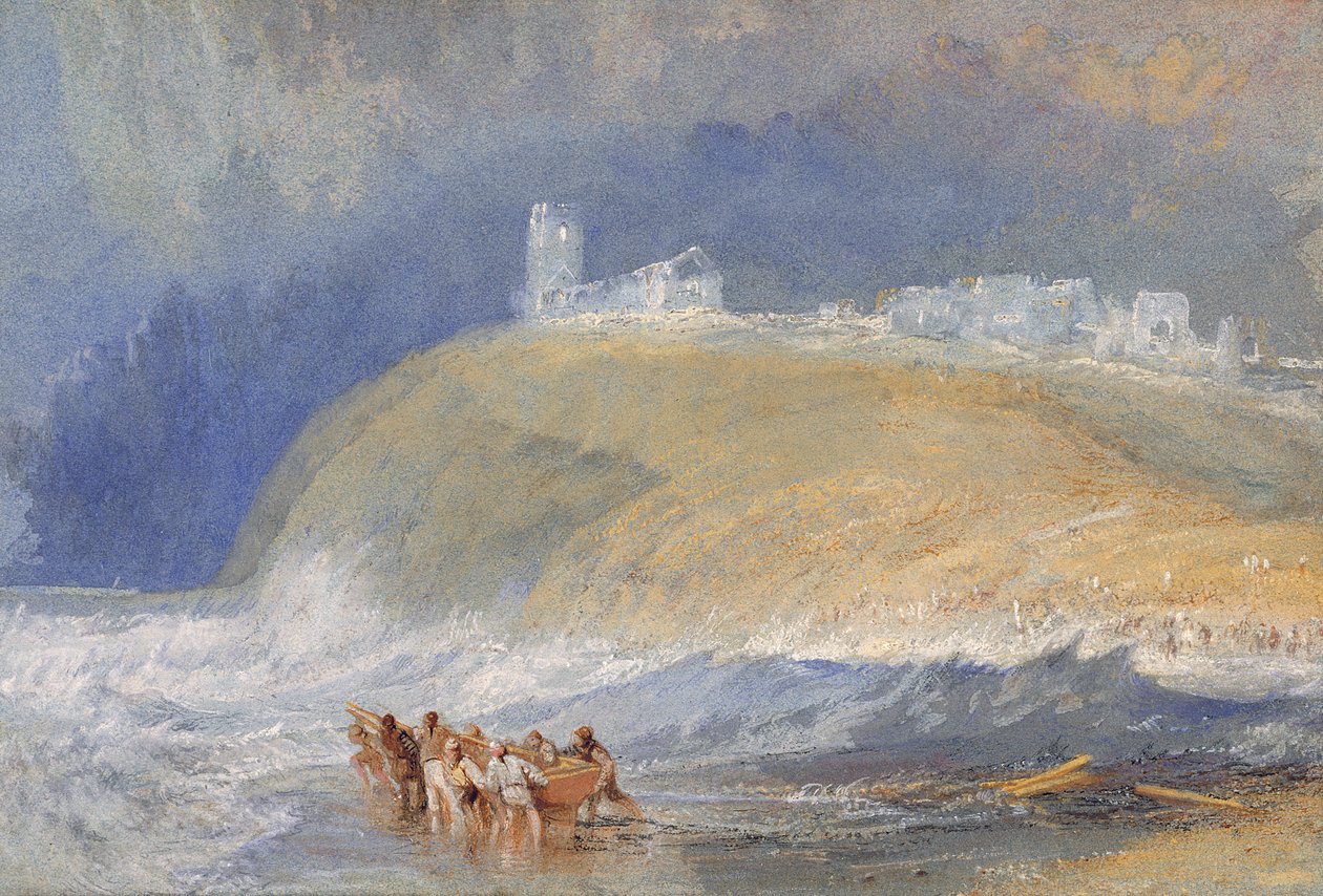 Castelo de Dunstanborough, Northumberland, c.1829 (aguarela sobre papel) de Joseph Mallord William Turner