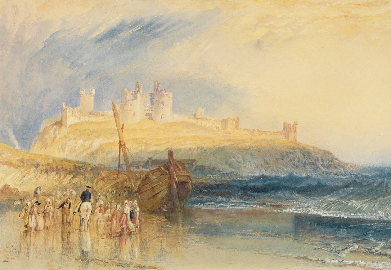 Castelo de Dunstanborough, Northumberland, c.1829 (aguarela sobre papel) de Joseph Mallord William Turner