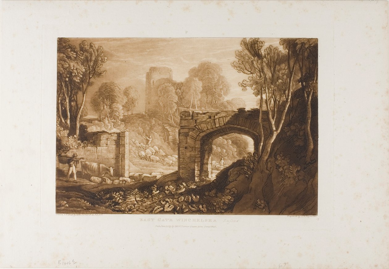 East Gate, Winchelsea, placa 67 do Liber Studiorum de Joseph Mallord William Turner