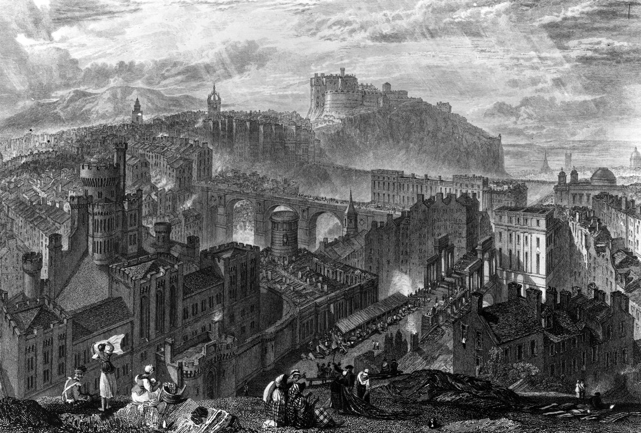 Edimburgo do Calton Hill, gravado por George Cooke, 1820 de Joseph Mallord William Turner