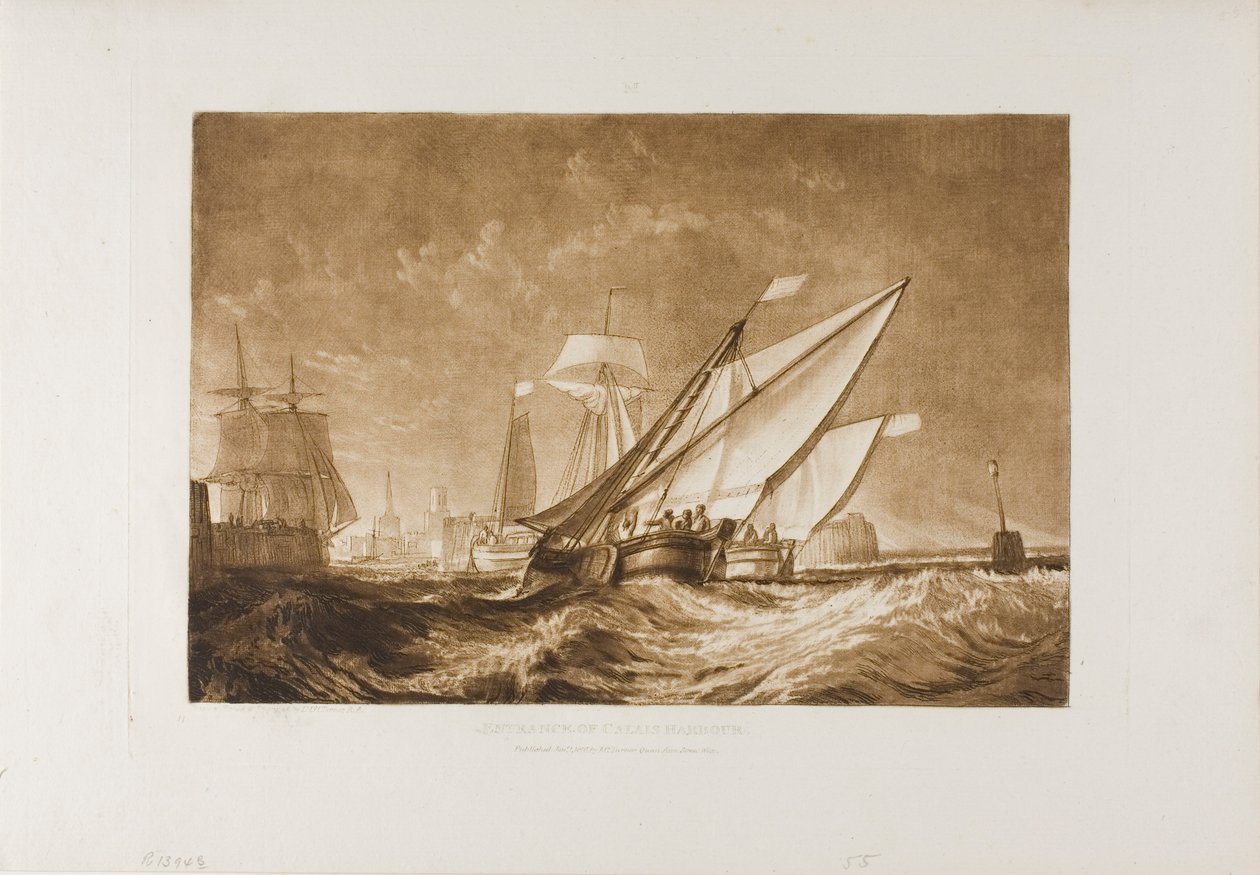 Entrada do Porto de Calais, placa 55 do Liber Studiorum de Joseph Mallord William Turner