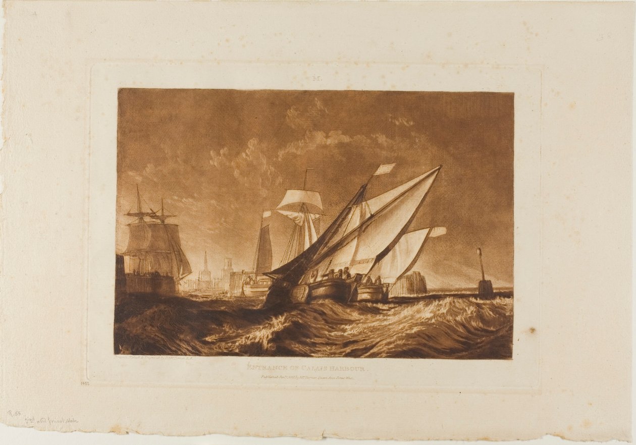 Entrada do Porto de Calais, placa 55 do Liber Studiorum de Joseph Mallord William Turner