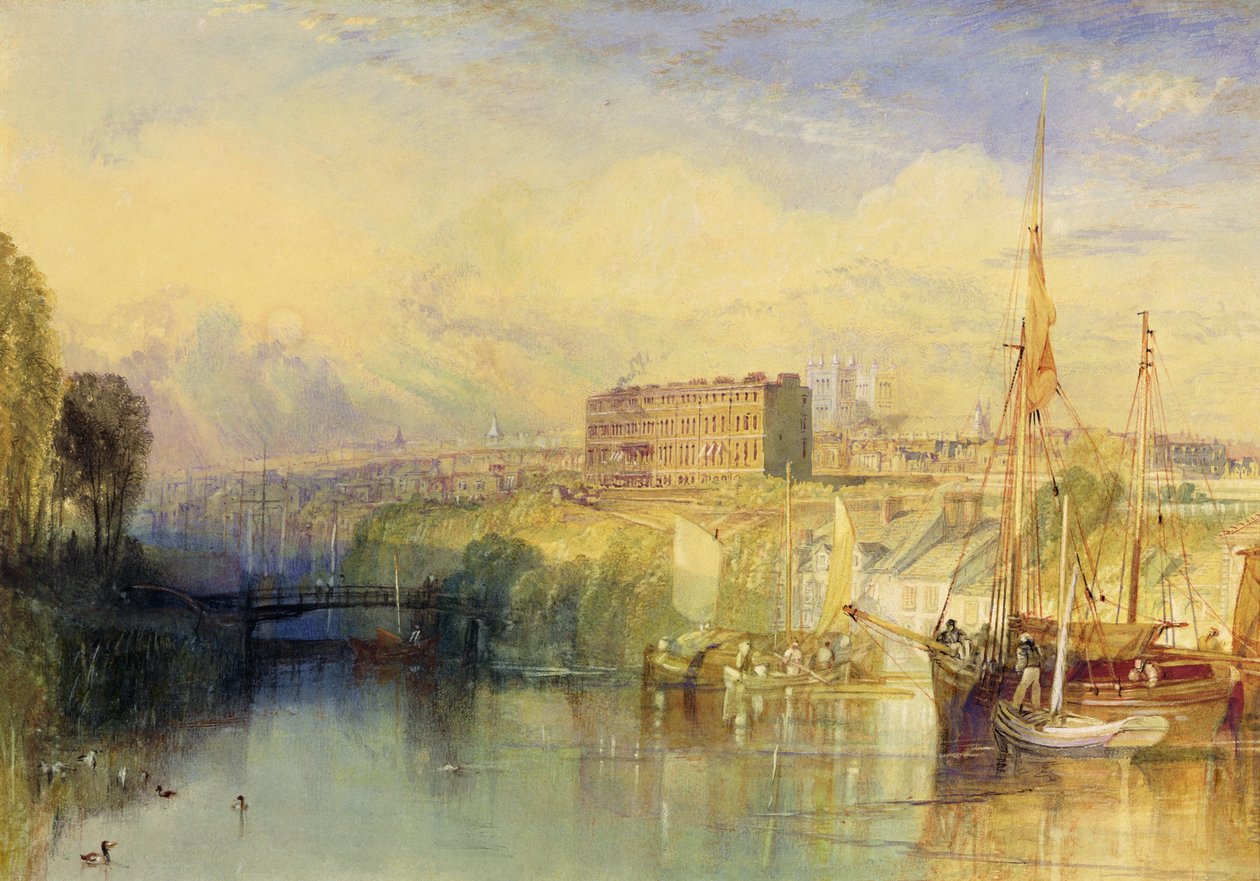 Exeter, c.1827 (aguarela com raspagem e paragem e goma-arábica sobre papel) de Joseph Mallord William Turner