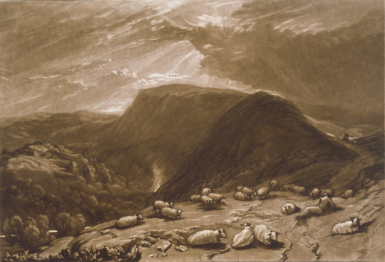 F.25.I Hind Head Hill, do &39;Liber Studiorum&39;, gravado por Robert Dunkarton, 1811 de Joseph Mallord William Turner