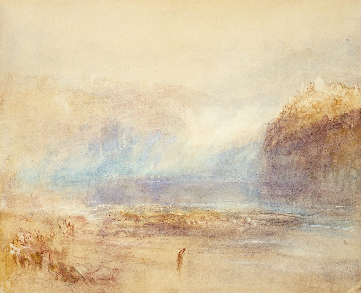 Cataratas do Reno em Schaffhausen - vista distante de Joseph Mallord William Turner
