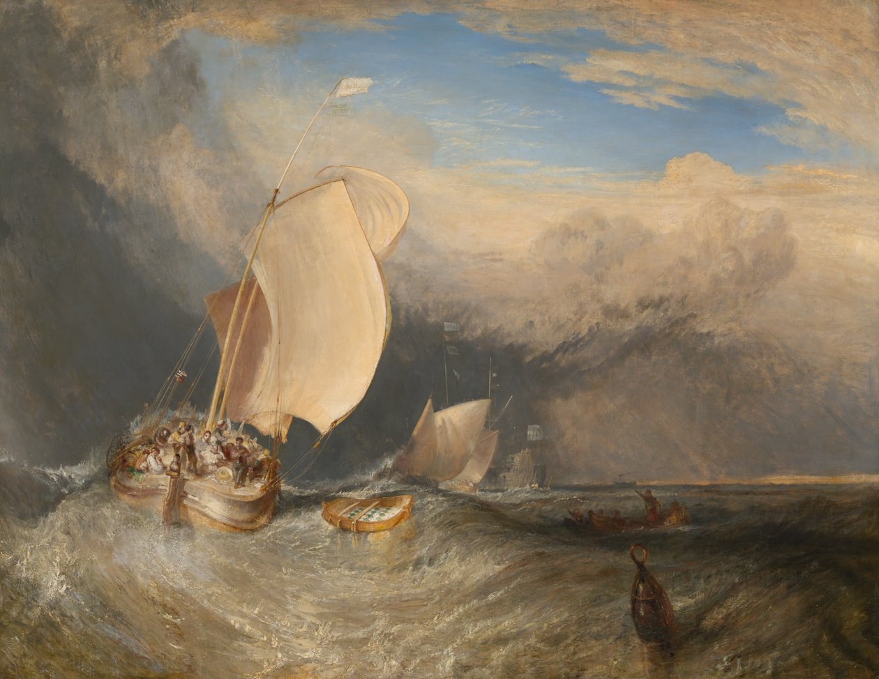 Barcos de pesca com vendedores ambulantes a regatear o peixe de Joseph Mallord William Turner