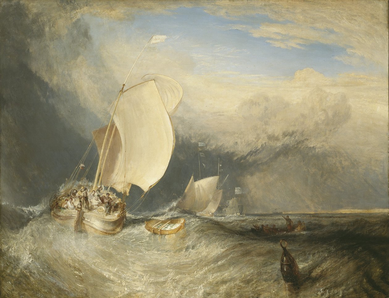 Barcos de pesca com vendedores que negociam peixes, 1837-38 de Joseph Mallord William Turner
