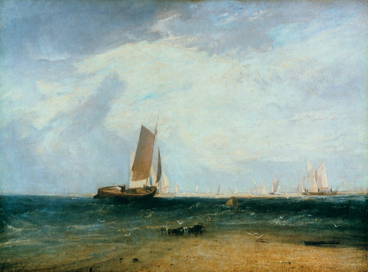 Pesca na areia Blythe, configuração da maré, 1809 de Joseph Mallord William Turner