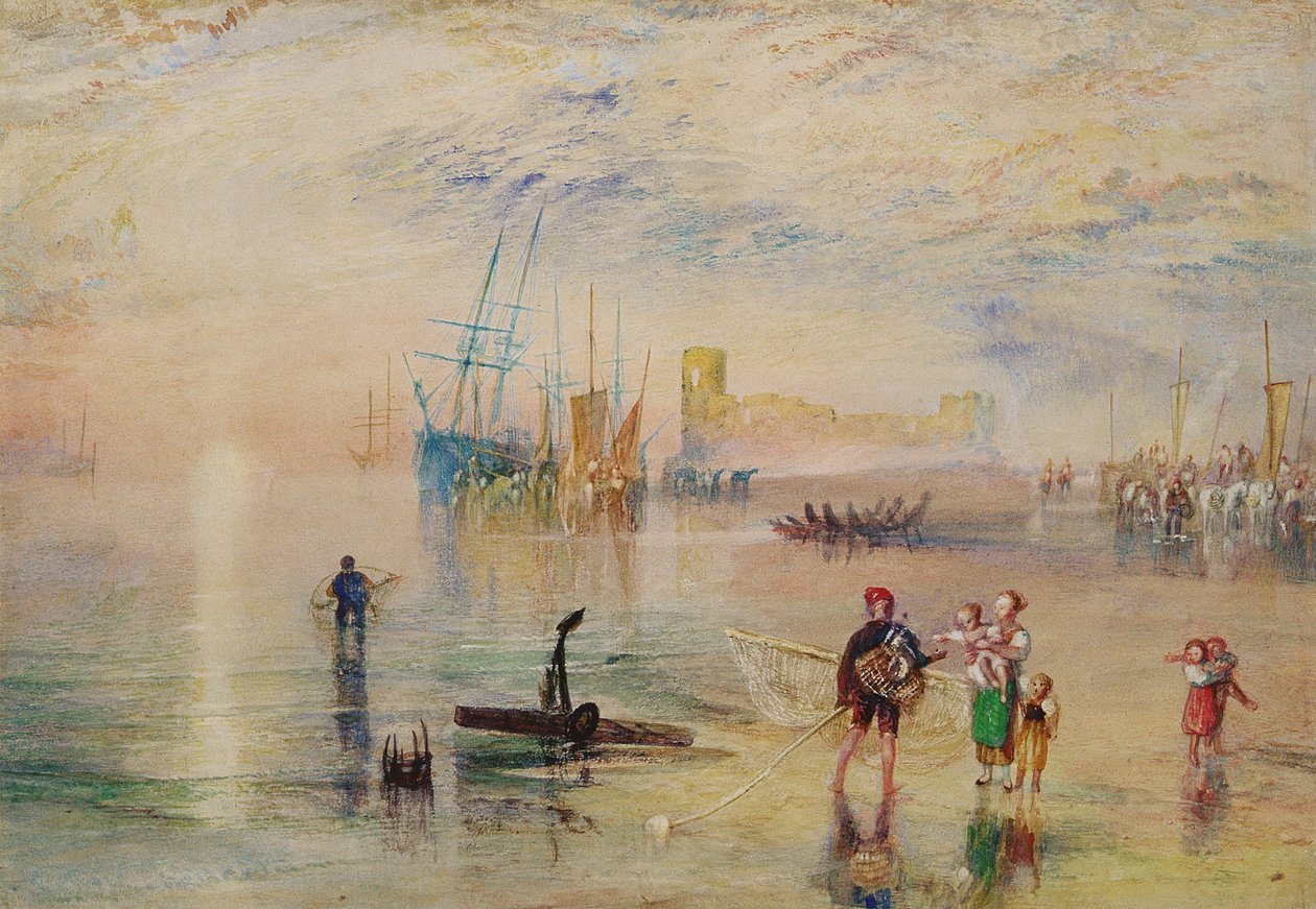 Castelo de Flint, c.1834 (aguarela com riscos sobre papel) de Joseph Mallord William Turner