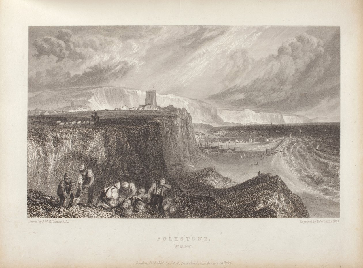 Folkstone, Kent, como encadernado em Picturesque Views on The Southern Coast of England de Joseph Mallord William Turner