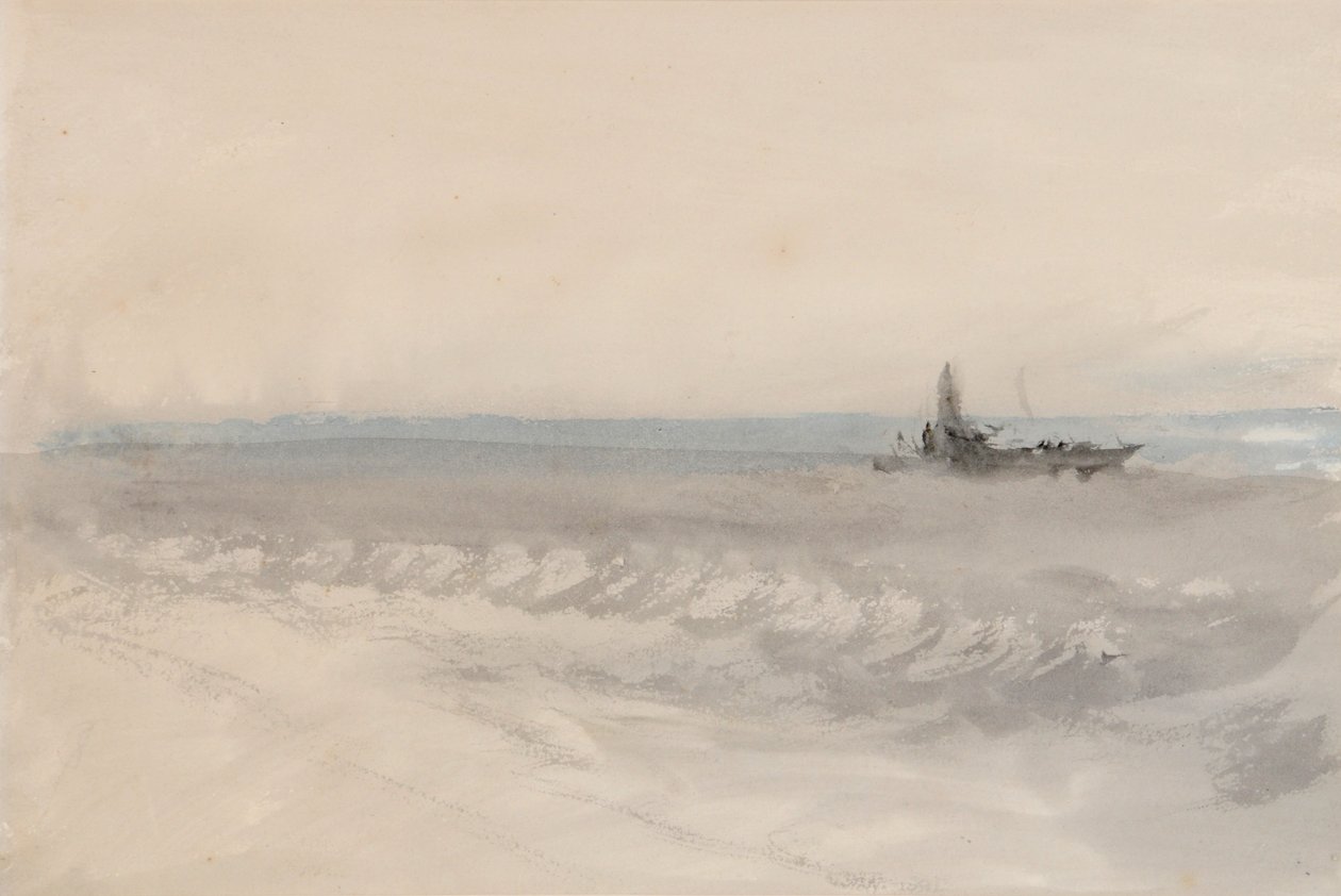 Grey Sea, Boat Running Ashore, c.1845-50 (aguarela sobre papel) de Joseph Mallord William Turner