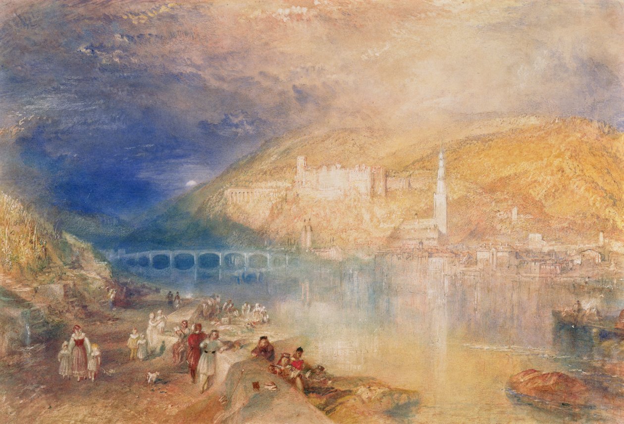 Heidelberg: Pôr do sol, c.1840-42 (aguarela e cor de corpo sobre papel) de Joseph Mallord William Turner