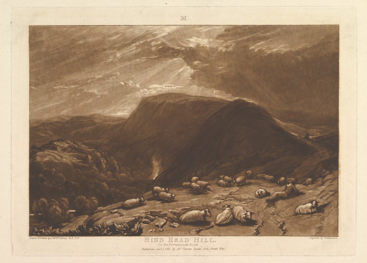 Hind Head Hill, na Portsmouth Road Liber Studiorum, parte V, placa 25, 1 de janeiro de 1811. de Joseph Mallord William Turner