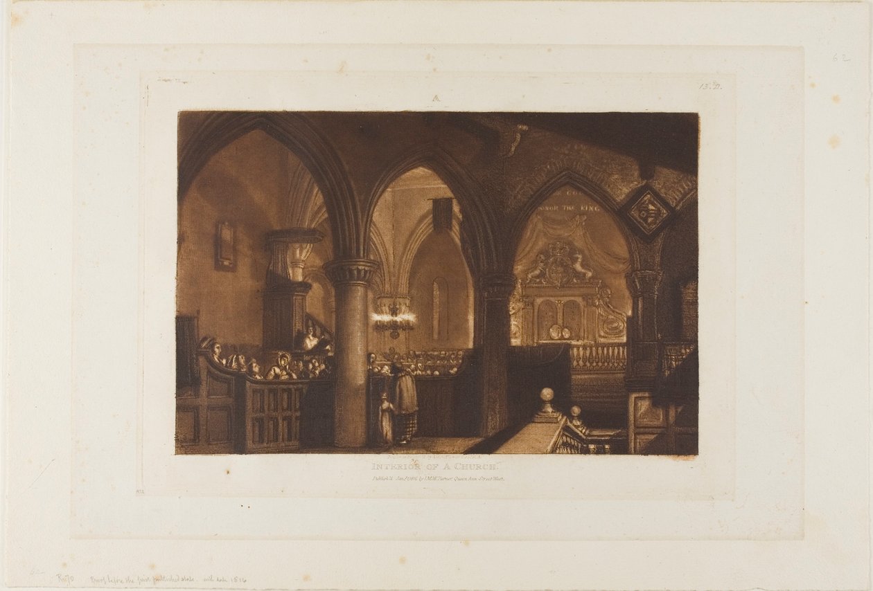 Interior de uma Igreja, placa 70 de Liber Studiorum de Joseph Mallord William Turner
