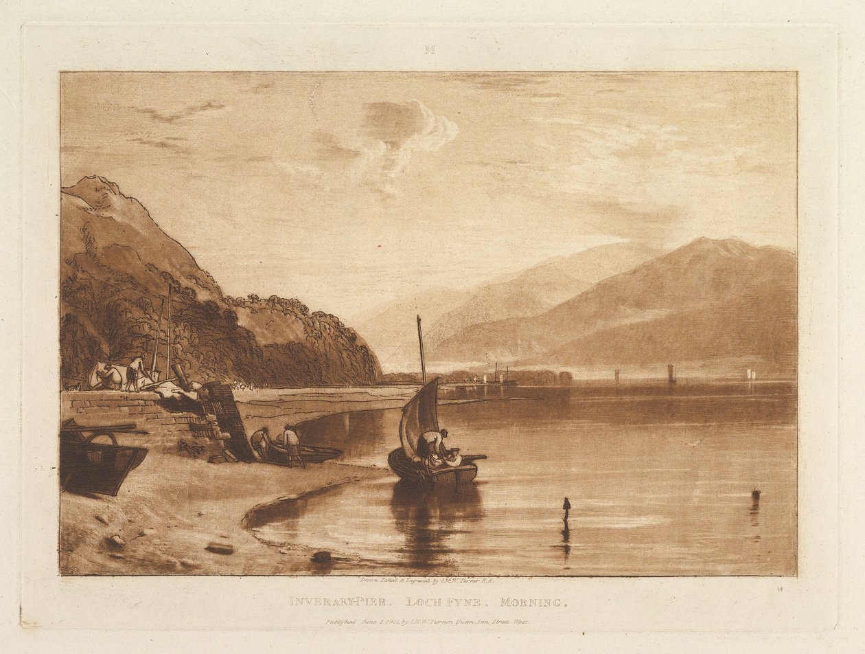 Cais de Inverary, Loch Fyne, de manhã (Liber Studiorum, parte VII, placa 35) de Joseph Mallord William Turner