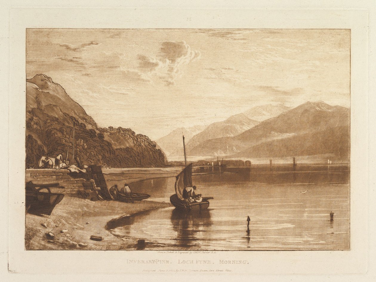 Cais de Inverary, Loch Fyne, manhã, parte VII, estampa 35 de «Liber Studiorum» de Joseph Mallord William Turner