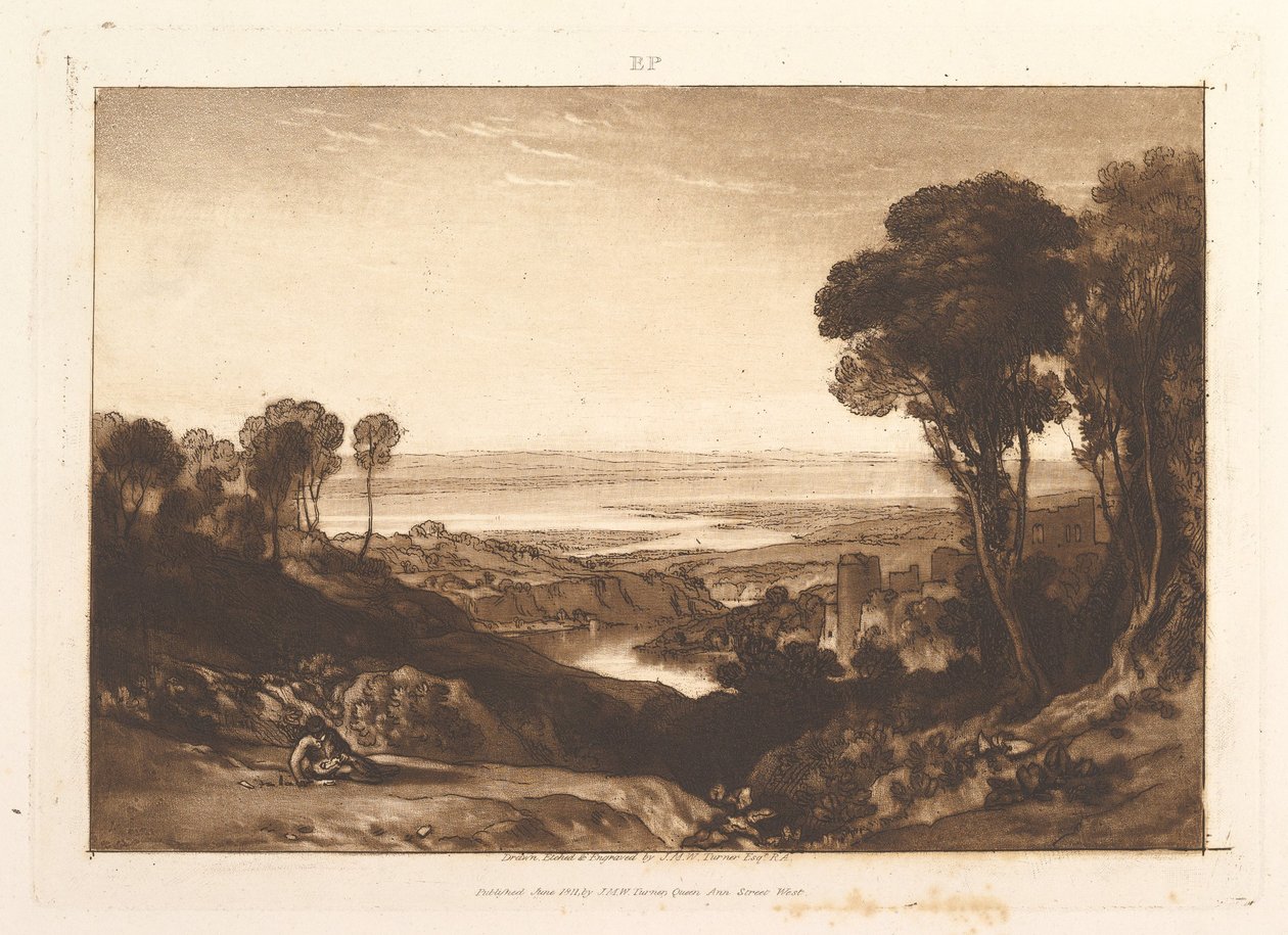 Confluência dos rios Severn e Wye, parte VI, prancha 28 de «Liber Studiorum» de Joseph Mallord William Turner