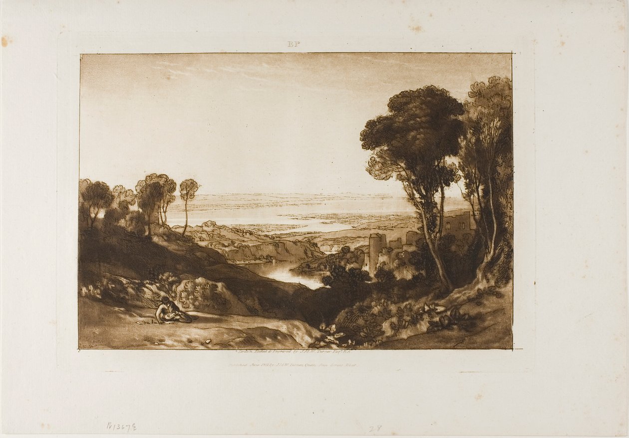 Junção de Severn e Wye, placa 28 do Liber Studiorum de Joseph Mallord William Turner