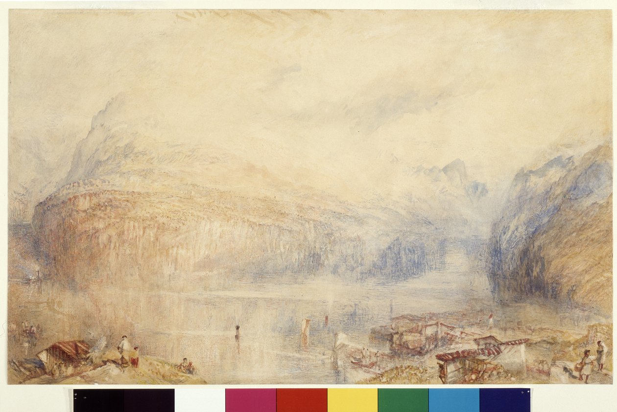 Lago de Lucerna de Brunnen (aguarela e guache em papel branco) de Joseph Mallord William Turner