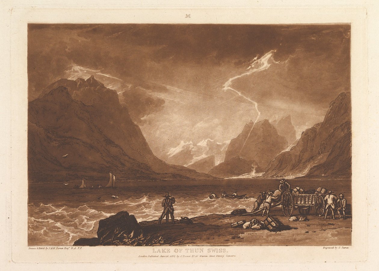 Lago de Thun, Swiss Liber Studiorum, parte III, placa 15, 10 de junho de 1808. de Joseph Mallord William Turner