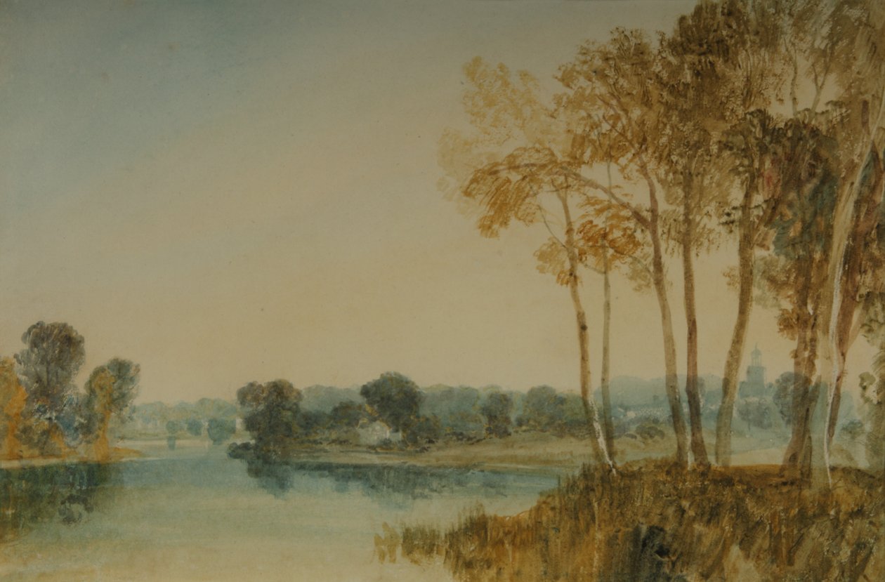 Paisagem com árvores junto ao rio Tamisa, c.1805 (aguarela sobre papel) de Joseph Mallord William Turner