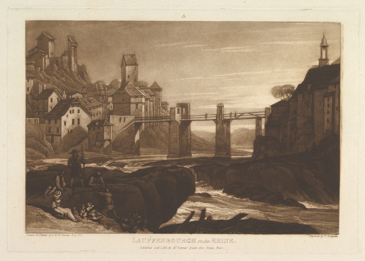 Lauffenbourgh no Reno Liber Studiorum, parte VI, chapa 31, 1 de janeiro de 1811. de Joseph Mallord William Turner