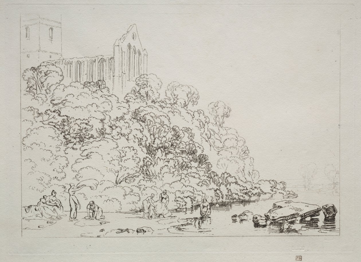 Livro de Estudos: Dumblain Abbey, Escócia de Joseph Mallord William Turner