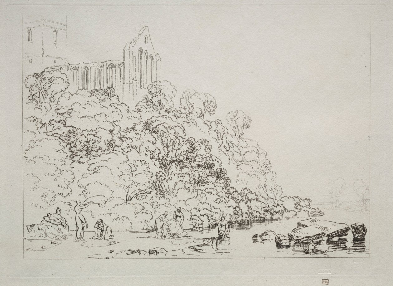 Liber Studiorum: Abadia de Dumblain, Escócia. de Joseph Mallord William Turner