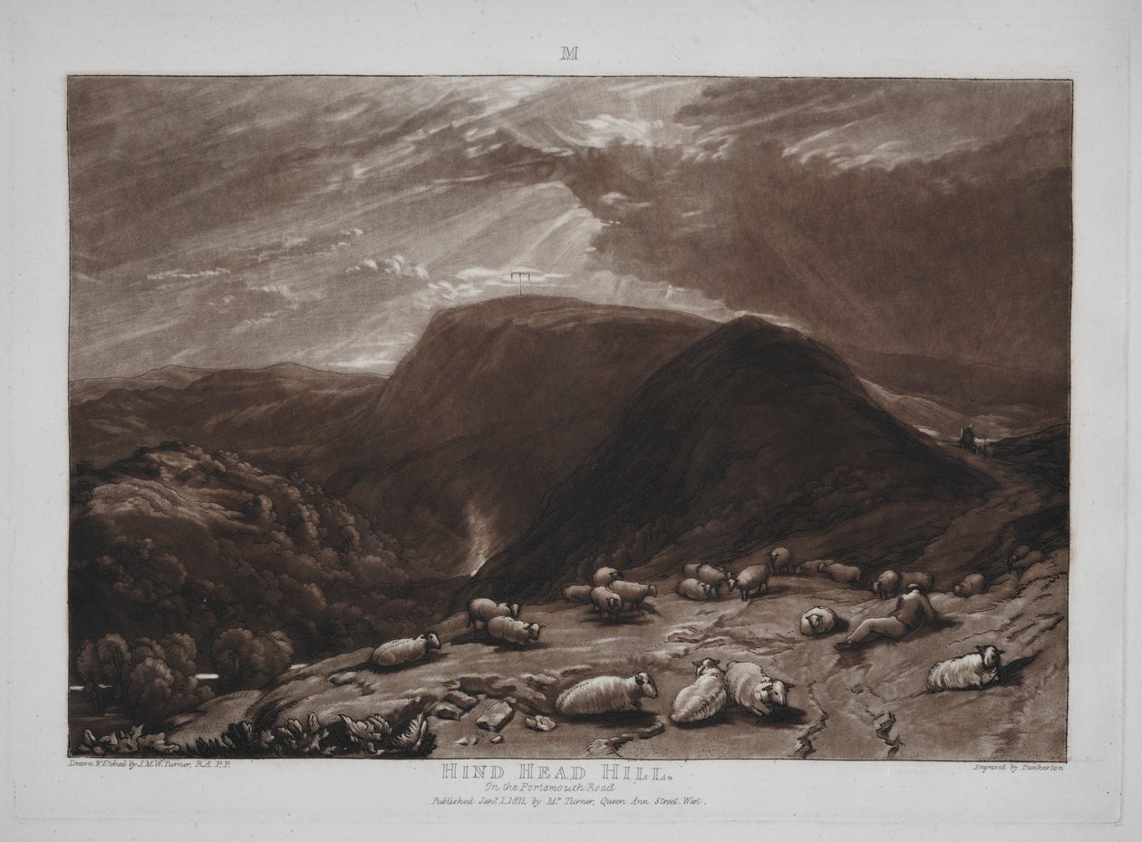 Liber Studiorum: Hind Head Hill na estrada de Portsmouth. de Joseph Mallord William Turner