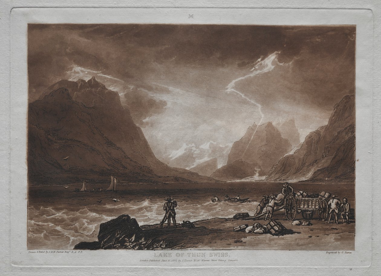Liber Studiorum: Lago de Thun, Suíça. de Joseph Mallord William Turner