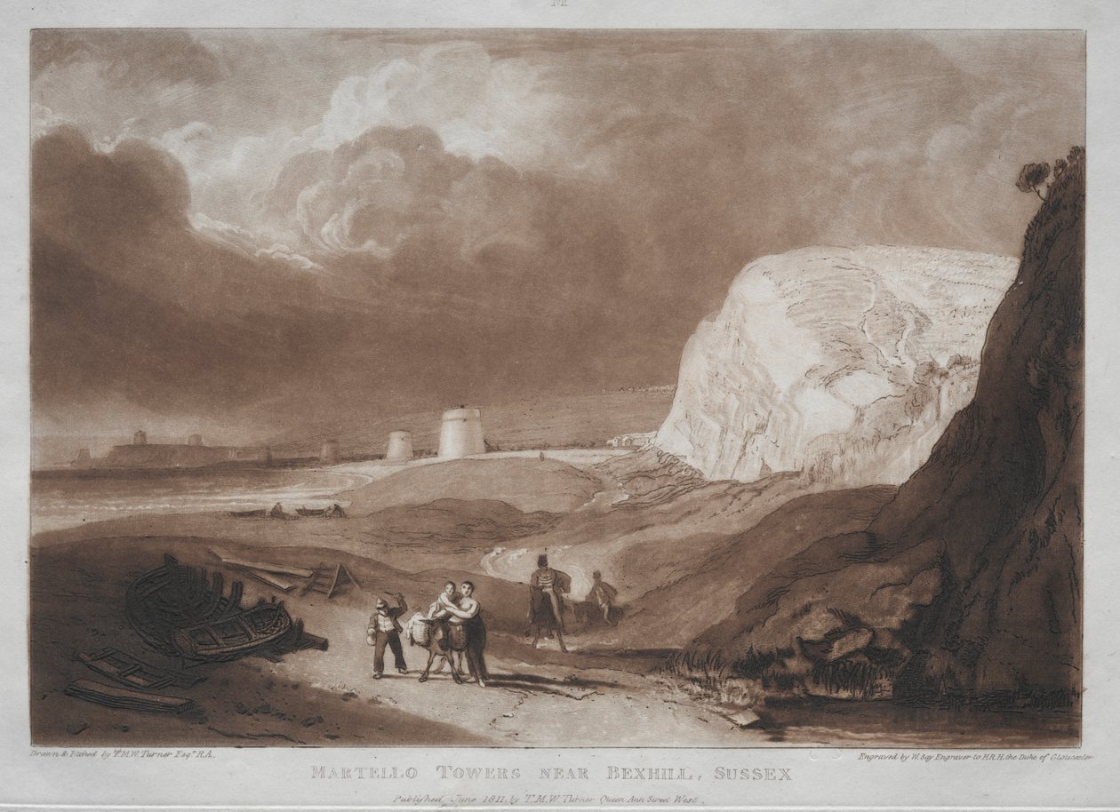 Livro de estudo: Martello Towers, perto de Bexhill, Sussex de Joseph Mallord William Turner