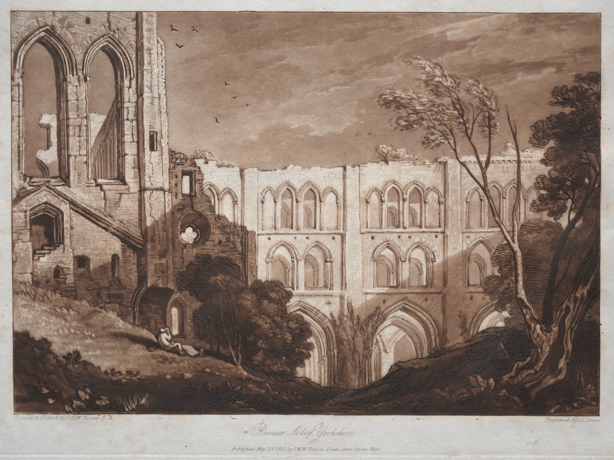 Liber Studiorum: Rivals Abbey, Yorkshire de Joseph Mallord William Turner