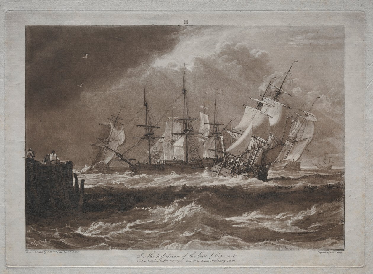 Liber Studiorum: Navios na brisa. de Joseph Mallord William Turner