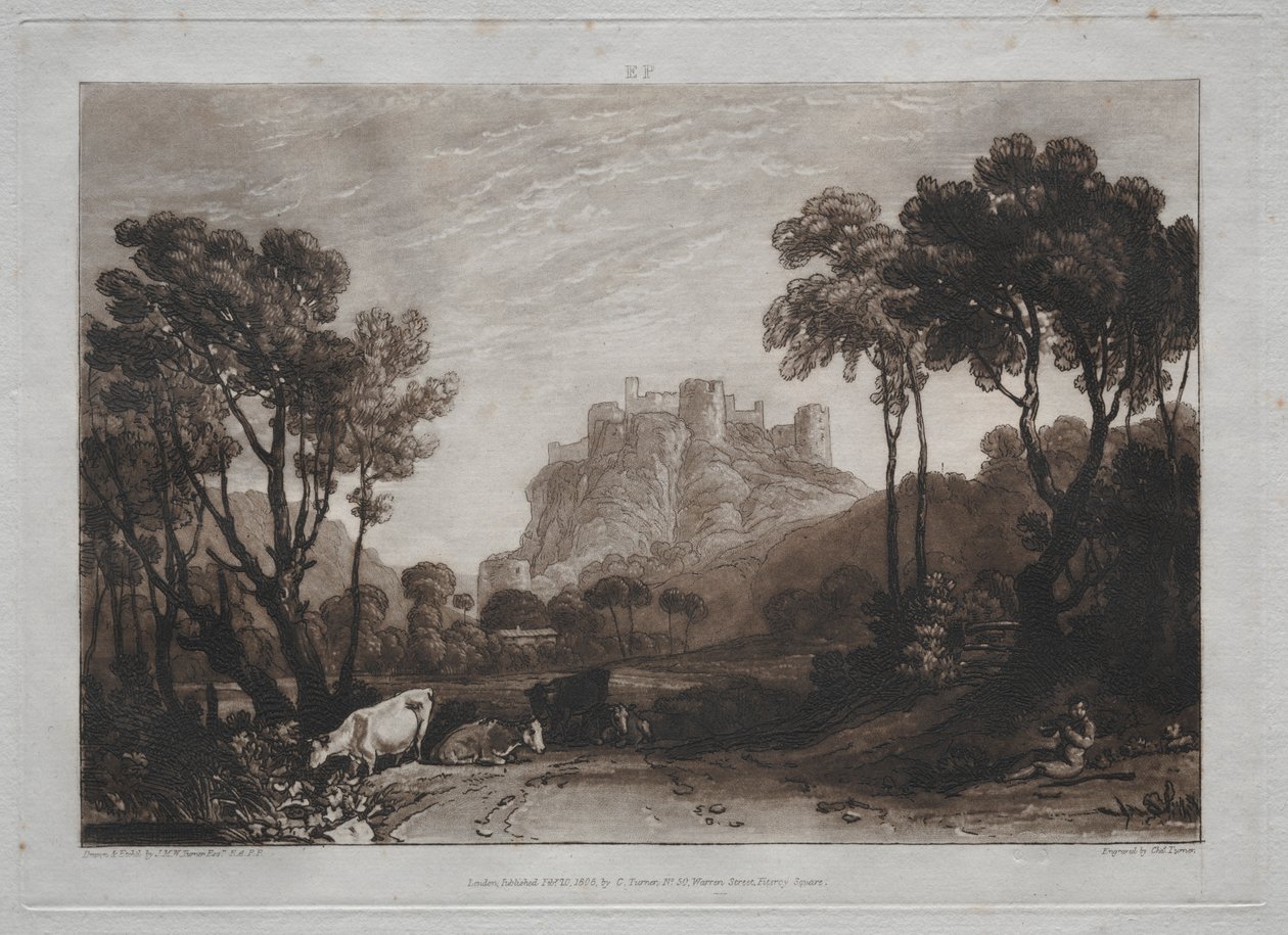 Liber Studiorum: o castelo acima dos prados. de Joseph Mallord William Turner