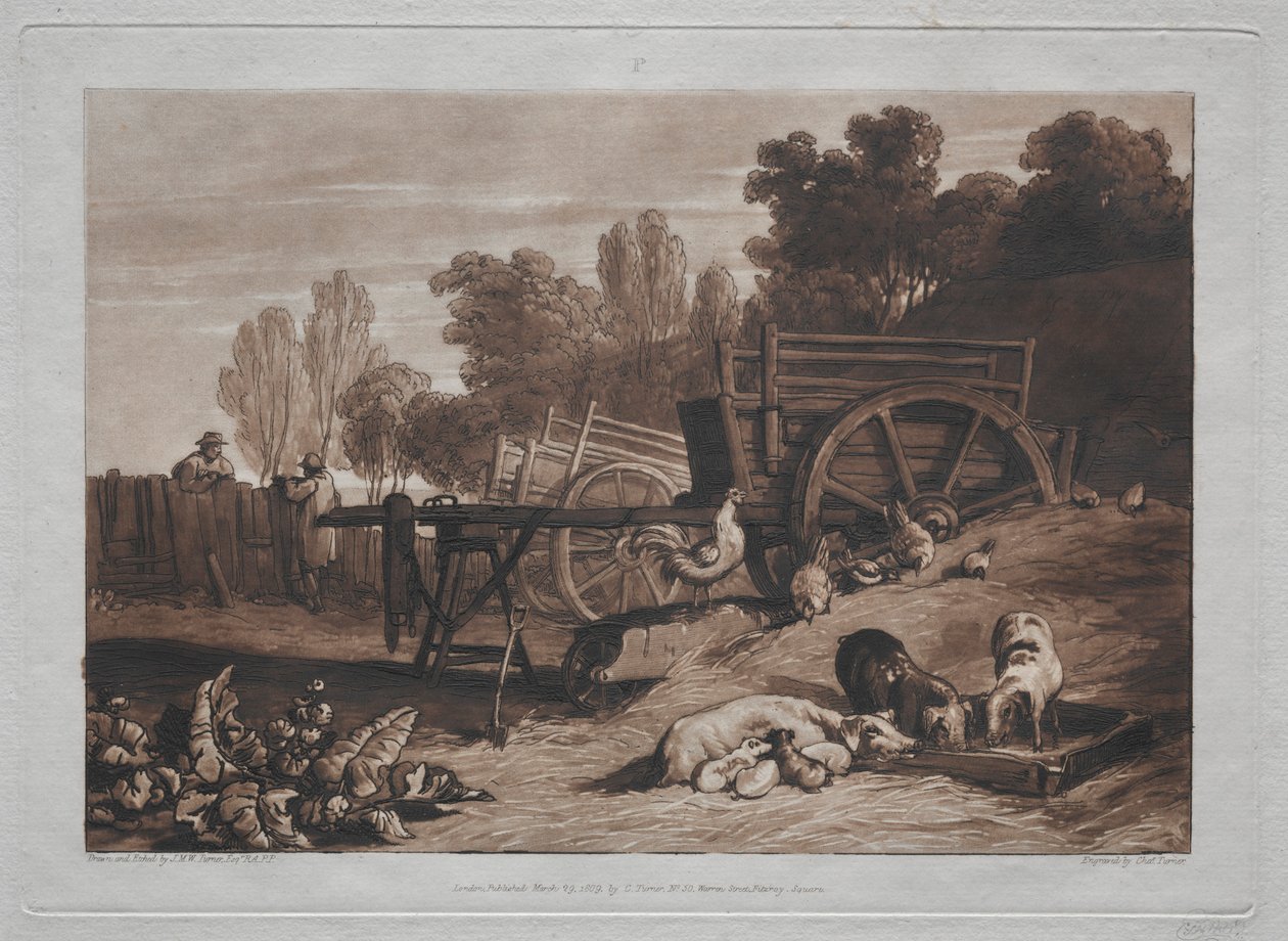 Liber Studiorum: o pátio com o galo. de Joseph Mallord William Turner