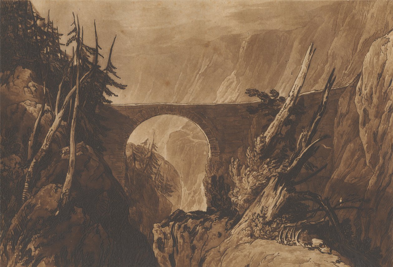 Pequena Ponte do Diabo sobre o Reuss acima de Altdorf, Suíça de Joseph Mallord William Turner