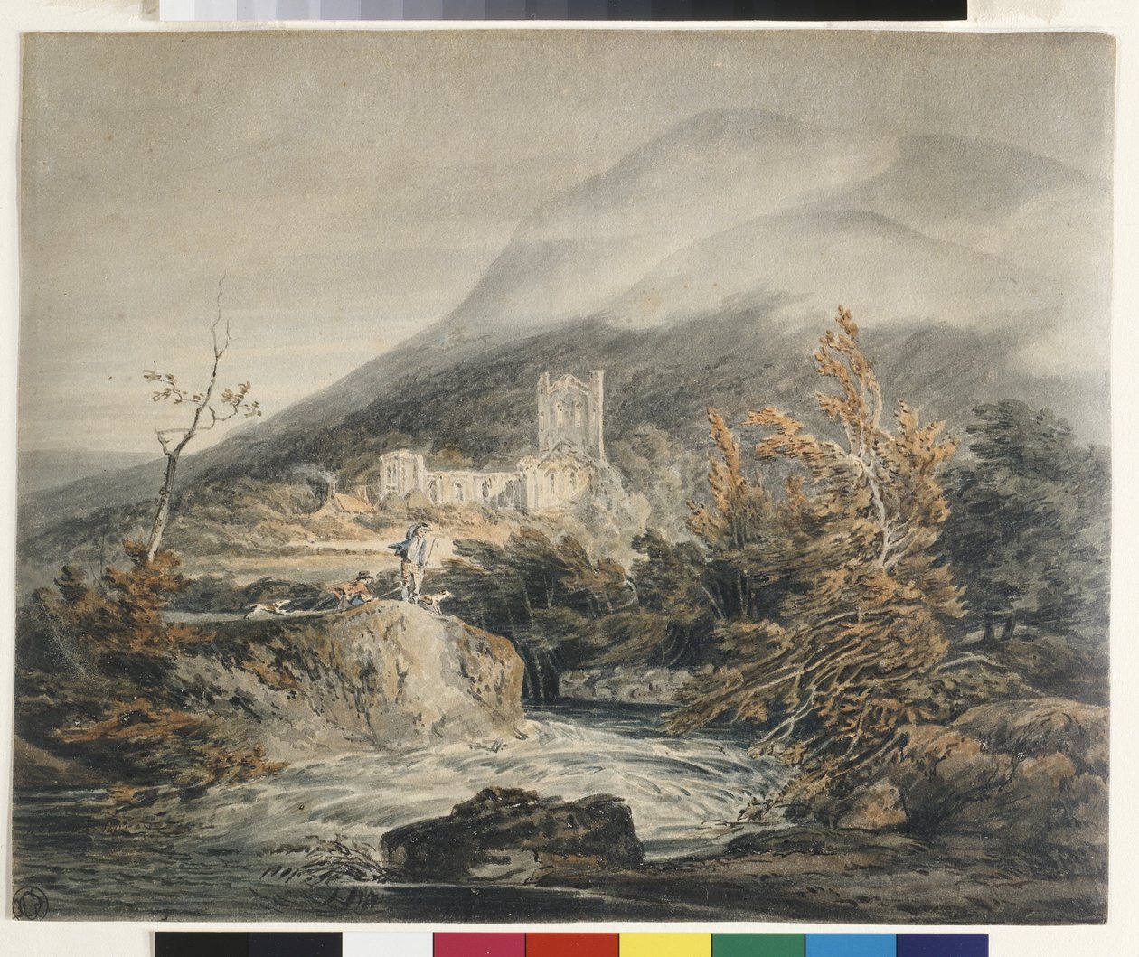 Abadia de Llanthony, Monmouthshire (aguarela sobre papel branco) de Joseph Mallord William Turner
