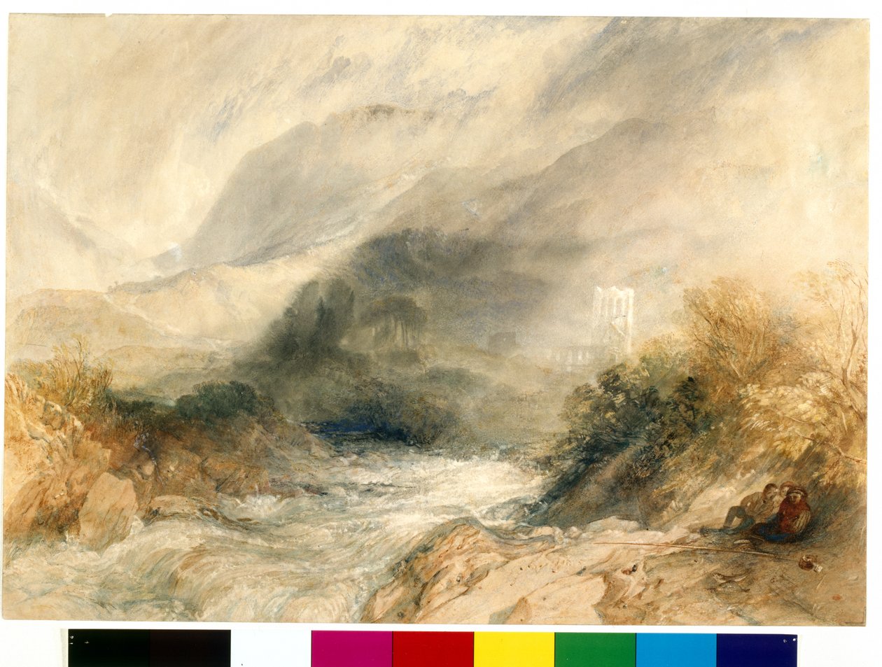 Abadia de Llanthony, Monmouthshire (aguarela sobre lápis em papel branco) de Joseph Mallord William Turner