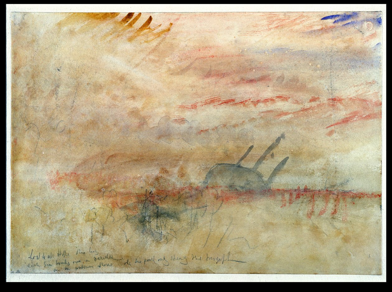 Perdido a toda a esperança O Brig, c.1845-50 (wc e grafite no papel de wove) de Joseph Mallord William Turner