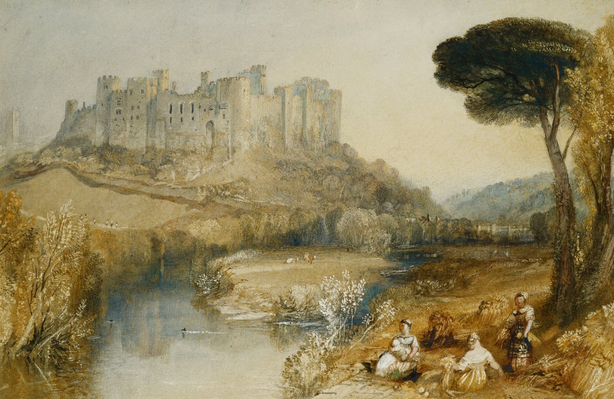 Castelo de Ludlow (lápis e aquarela realçados com arranhões e goma arábica no papel) de Joseph Mallord William Turner