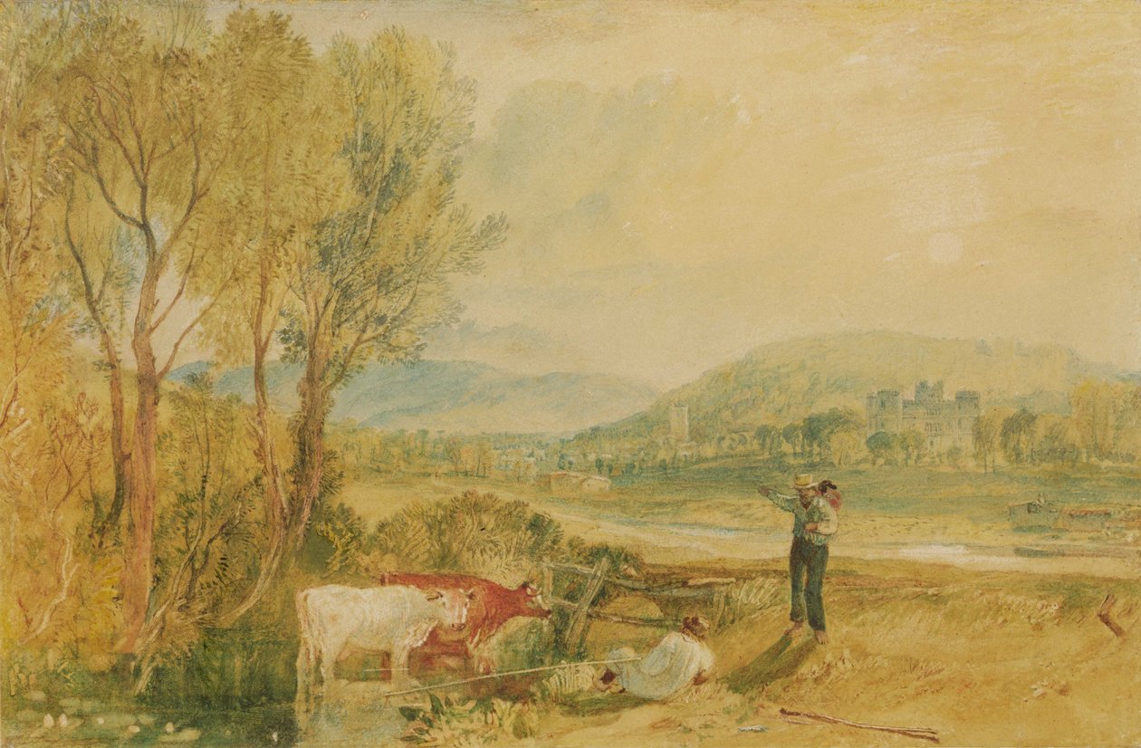 Lulworth Castle, Dorset, c.1820 (aquarela com riscos em papel tecido) de Joseph Mallord William Turner