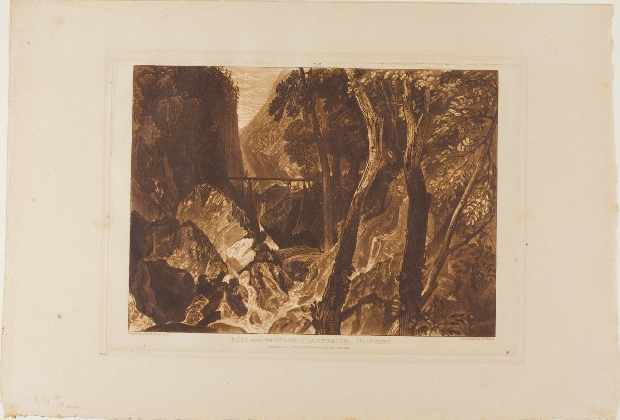 Moinho perto do Grand Chartreuse, placa 54 do Liber Studiorum de Joseph Mallord William Turner