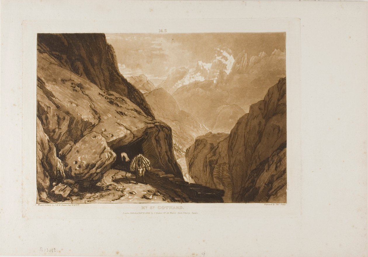 Monte São Gotardo, placa 9 do Liber Studiorum de Joseph Mallord William Turner