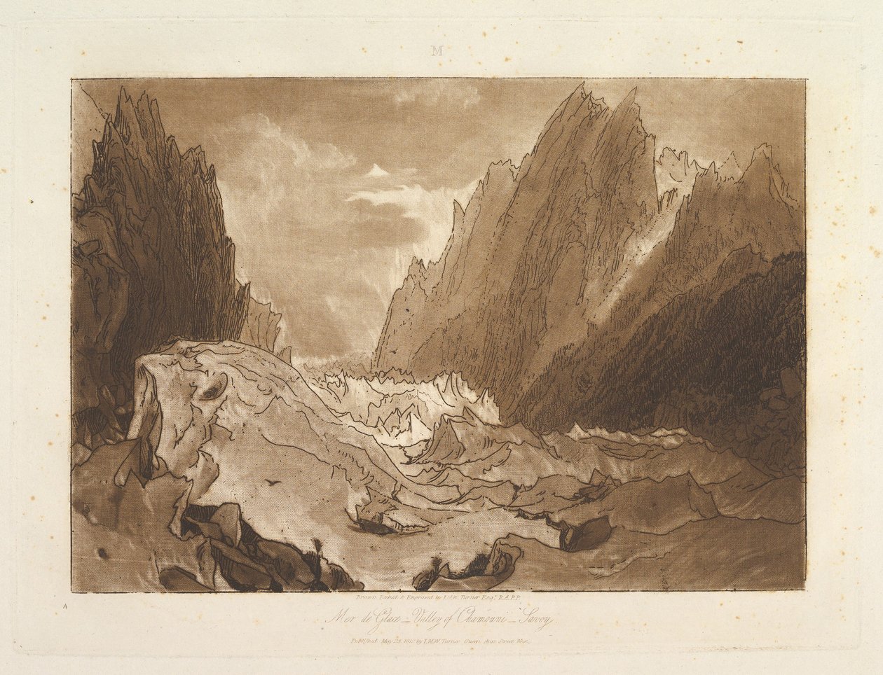 Homem de Glace, vale de Chamouni-Savoy Liber Studiorum, parte X, chapa 50, 23 de maio de 1812. de Joseph Mallord William Turner