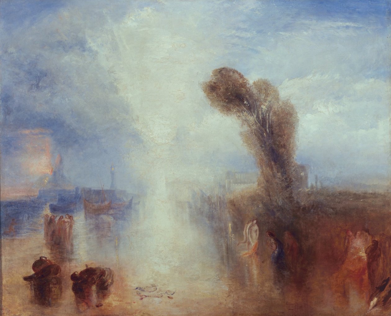 Fisher-girls napolitanas Surprised Bathing by Moonlight, c.1840 (óleo sobre tela) de Joseph Mallord William Turner
