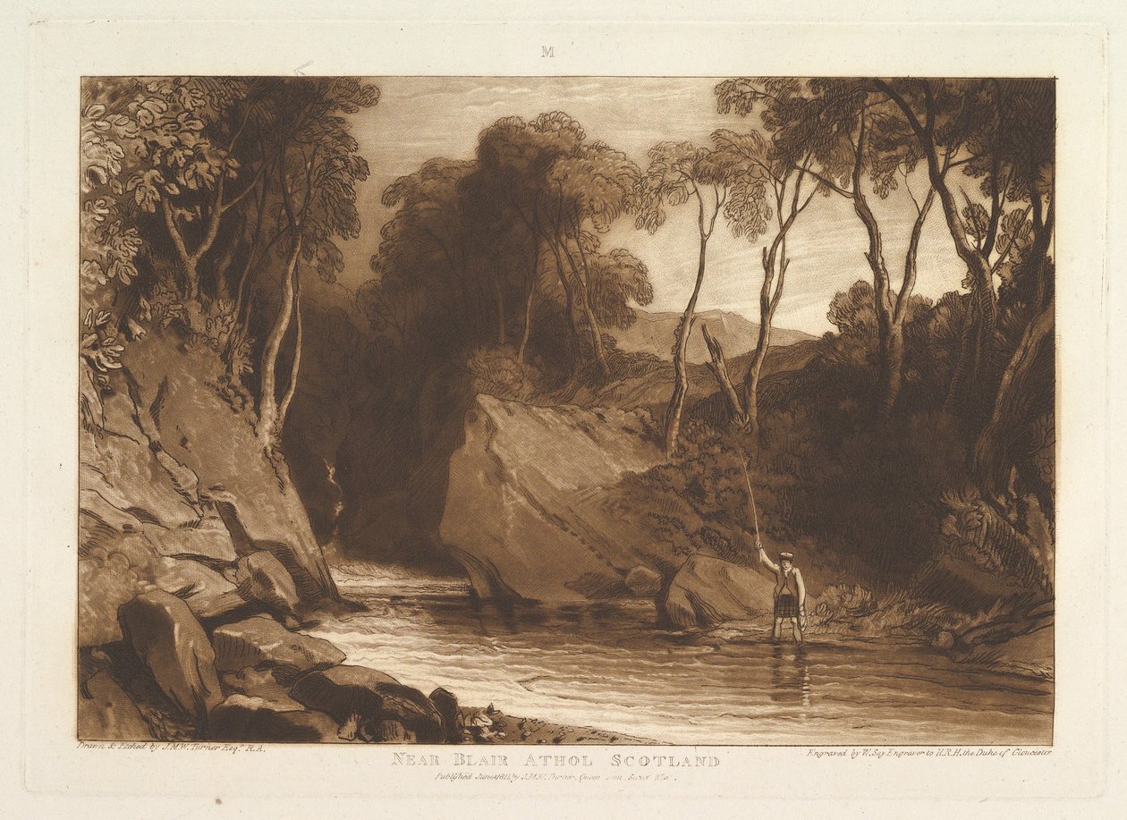 Perto de Blair Athol, Escócia Liber Studiorum, parte VI, chapa 30, 1º de junho de 1811. de Joseph Mallord William Turner