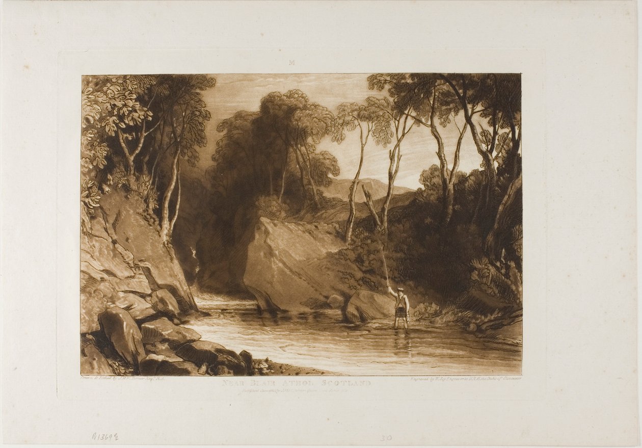 Perto de Blair Athol, placa 30 do Liber Studiorum de Joseph Mallord William Turner
