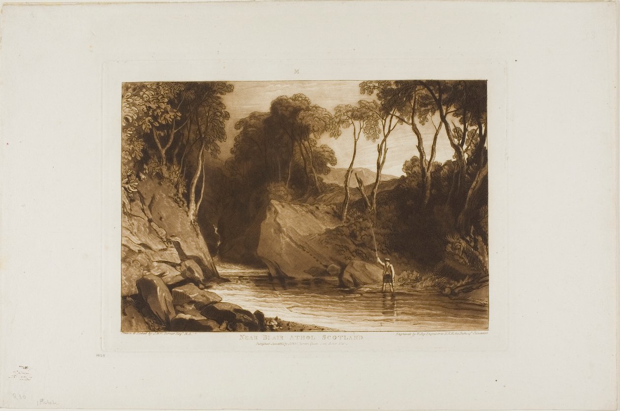 Perto de Blair Athol, placa 30 do Liber Studiorum de Joseph Mallord William Turner